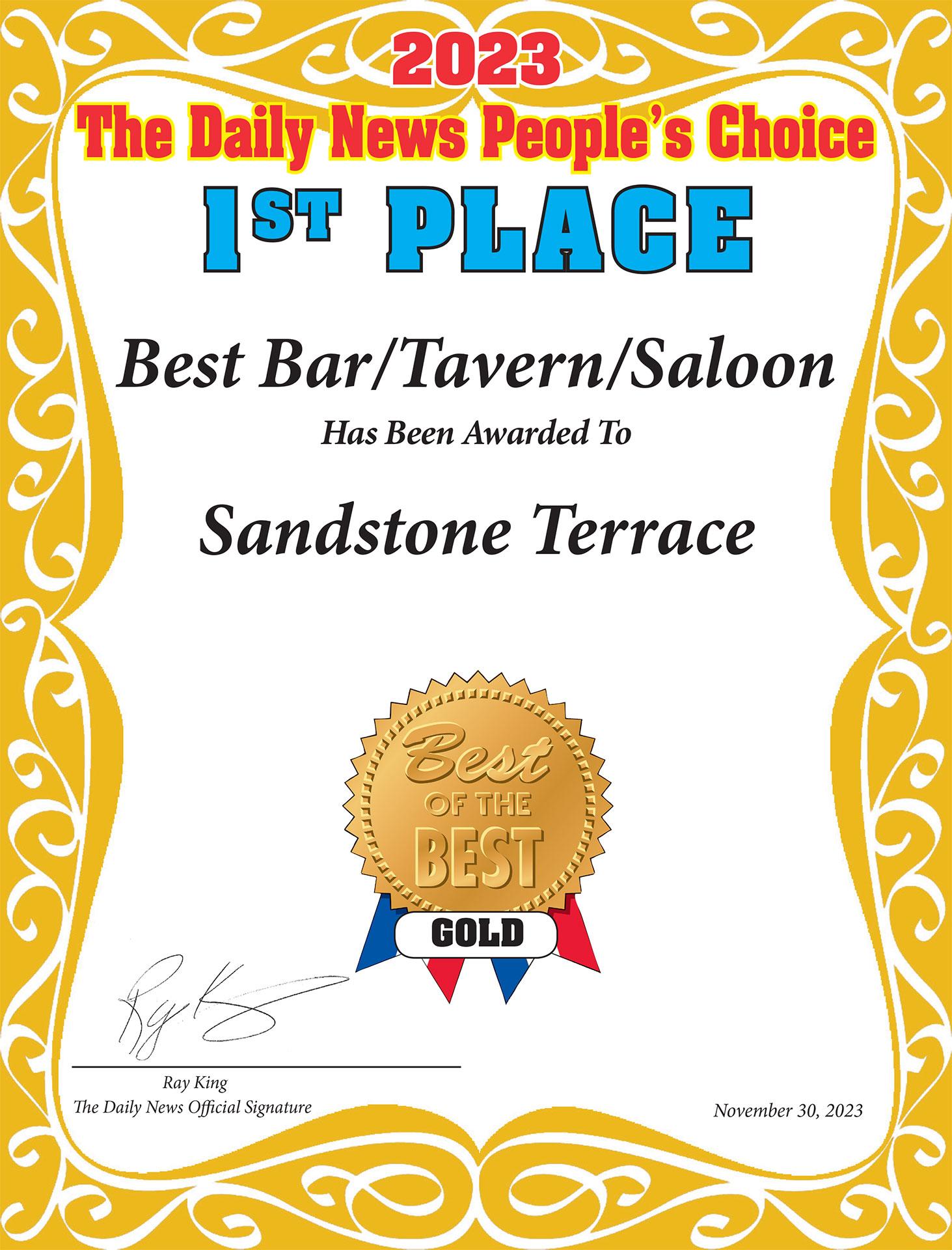 Sandstone - Best Bar by Daily News People's Choice 